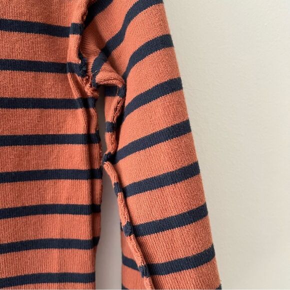 Madewell Striped Tee Breton StripeLong Sleeve TShirt Casler Stripe Rust/Navy XXS - Picture 3 of 6